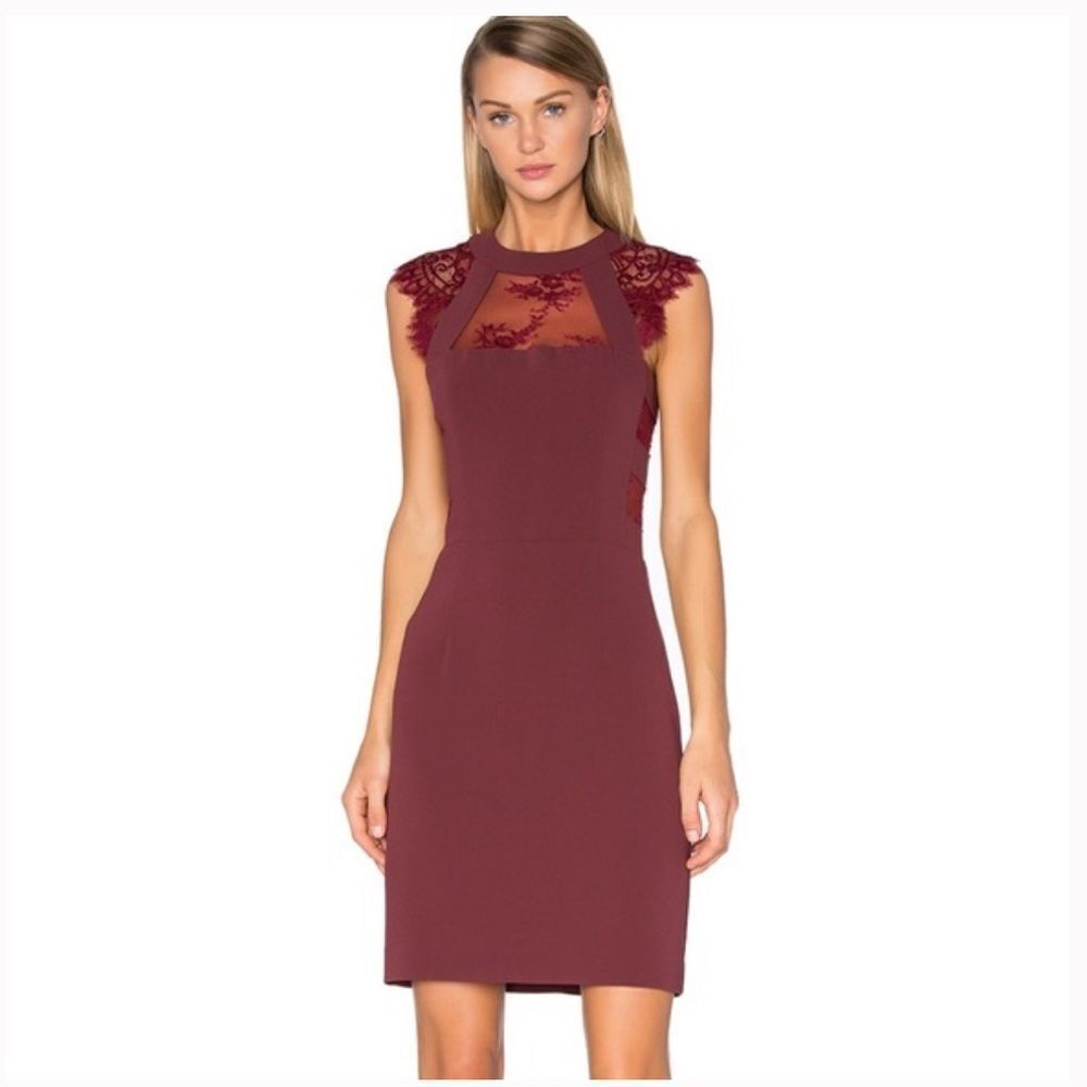 The Kooples Burgundy cut out Dress with Lace size XS